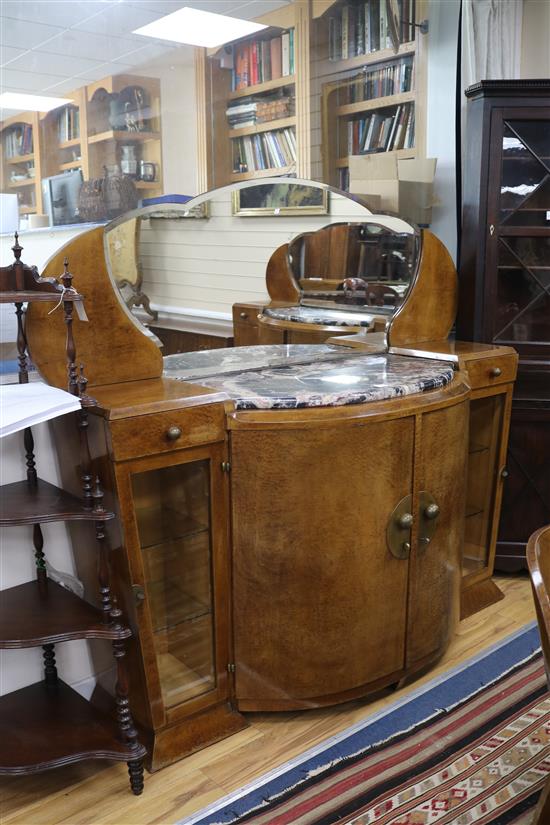 An Art Deco suite Sideboard W.180cm, Sideboard W.150cm